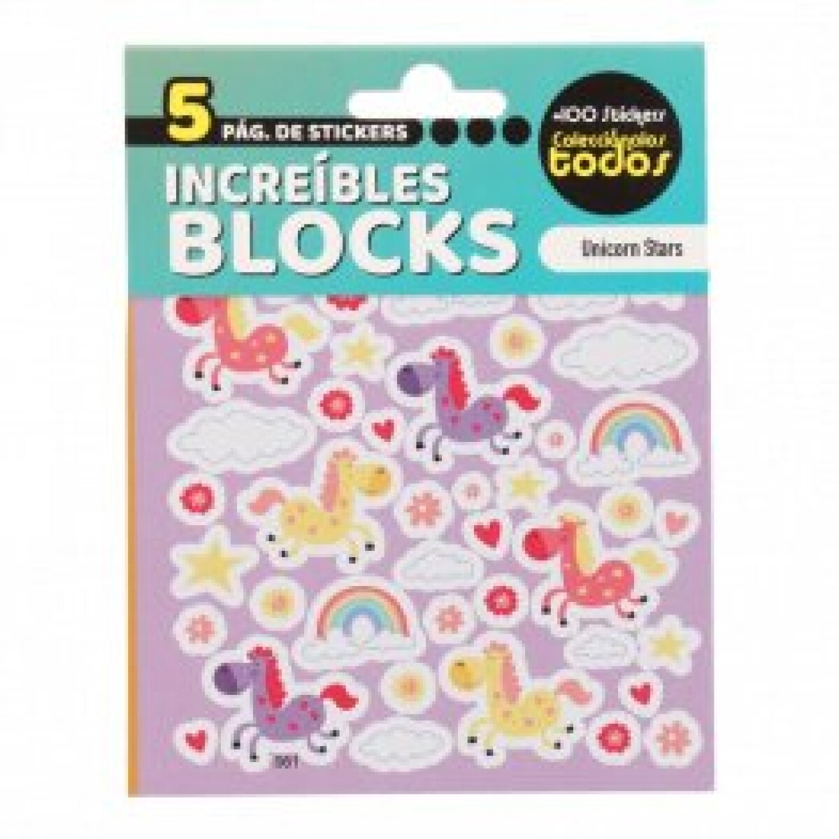 Stickers en Block de 5 Hojas - Unicornios 