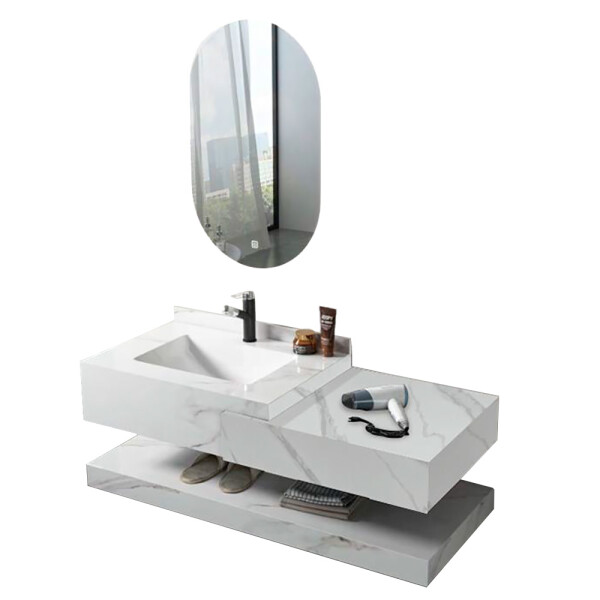 CONJUNTO DE BAÑO HABITARE MODELO SYM1026-100 / MUEBLE + BACHA + ESPEJO CON LUZ Conjunto De Baño Habitare Modelo Sym1026-100 / Mueble + Bacha + Espejo Con Luz