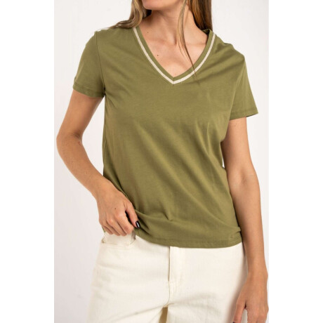 Remera Algodon Peinado Escote Lurex Safari