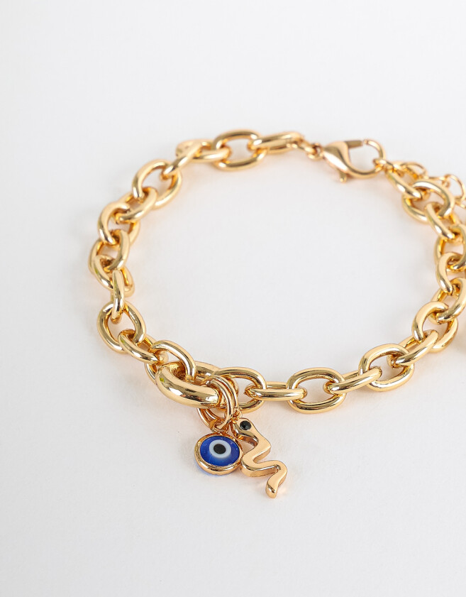 Pulseras Flexibles Bañada en Oro Pulsera Con Dijes Bañada En Oro - Dorado