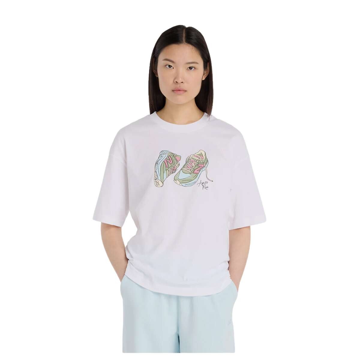 Remera New Balance Apres Run Shoe - Blanca 
