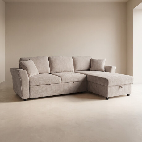 SOFÁ CAMA CHAISE/BAÚL TELA NATURAL-BEIGE BRISTOL BEIGE