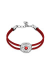PULSERA DE CUERO ROJA CON DETALLE DE OJO EN ALEACIÓN DE METALES BAÑADO EN PLATA Y CRISTAL Pulsera