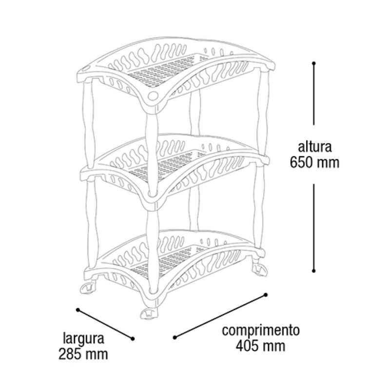 Estantería frutero carro 3 estantes NEGRO