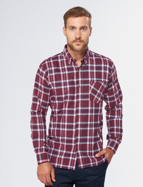 CAMISA LEÑADORA CUADROS Bordo