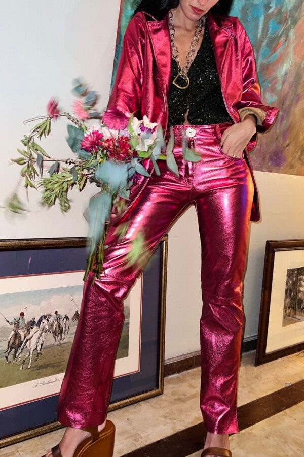 Leather Jeans Galácticos Fucsia