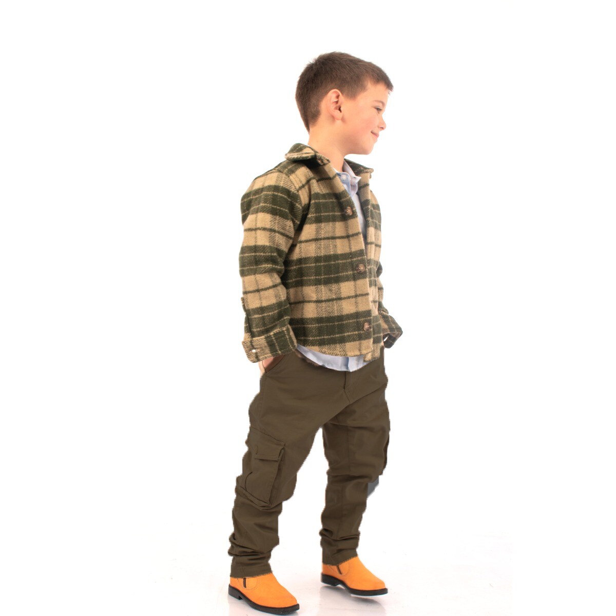 Pantalon Cargo De Niño Con Spandex - Verde 