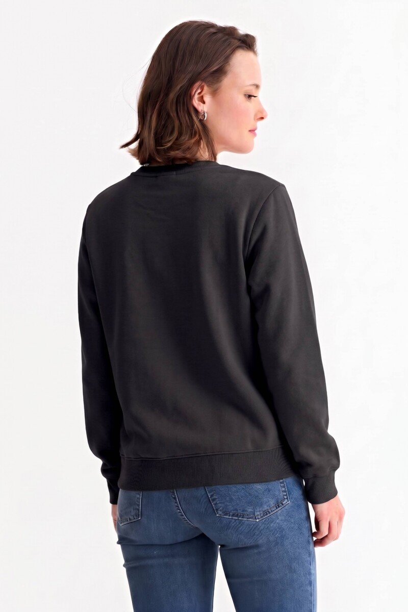 Buzo deportivo clásico escote redondo - UNISEX NEGRO