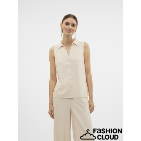 VMMYMILO SL V-NECK SHIRT WVN GA OATMEAL