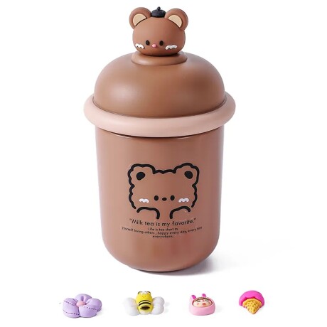 Termo infantil en acero inoxidable 350 ml con diseño y correa Marrón oscuro