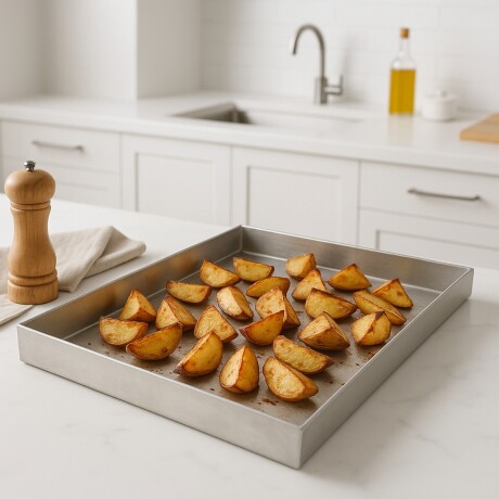 Asadera recta con pestaña aluminio 500 x 400 x 45 mm Asadera recta con pestaña aluminio 500 x 400 x 45 mm