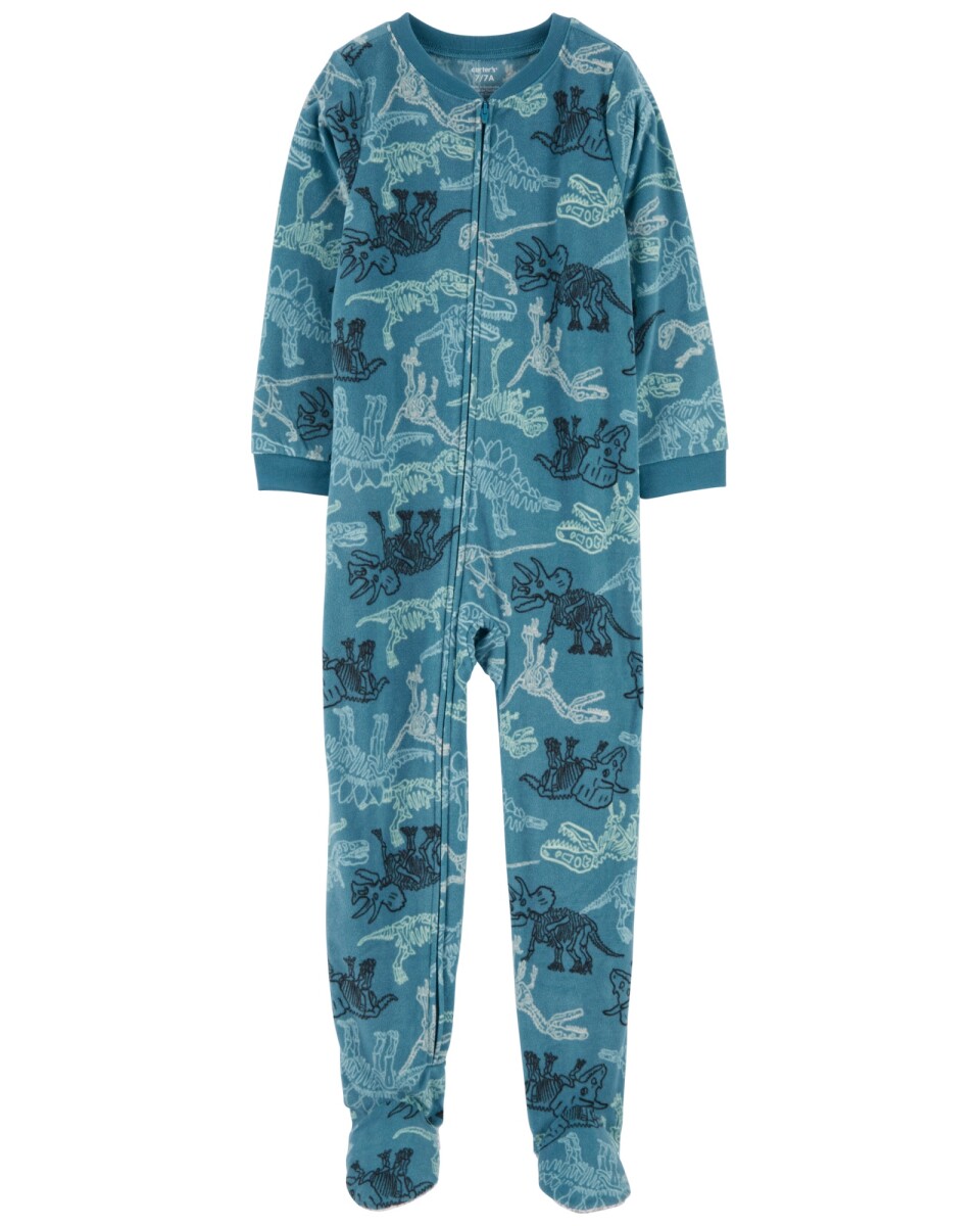 Pijama uno pieza de micropolar, con pie, diseño dinos 