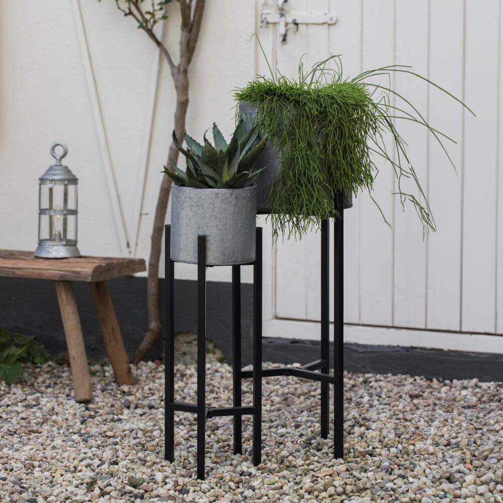 MACETA CON SOPORTE METAL GRIS BAKSI