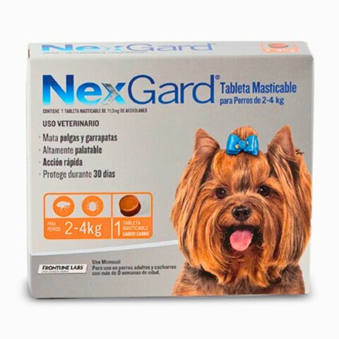 NEXGARD PASTILLA ANTIPULGAS Y GARRAPATAS X 1 COMP DE 2 A 4 KG