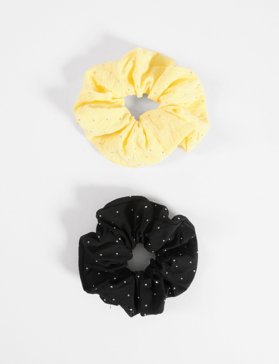 Set de 2 gomitas scrunchies con strass - multicolor 