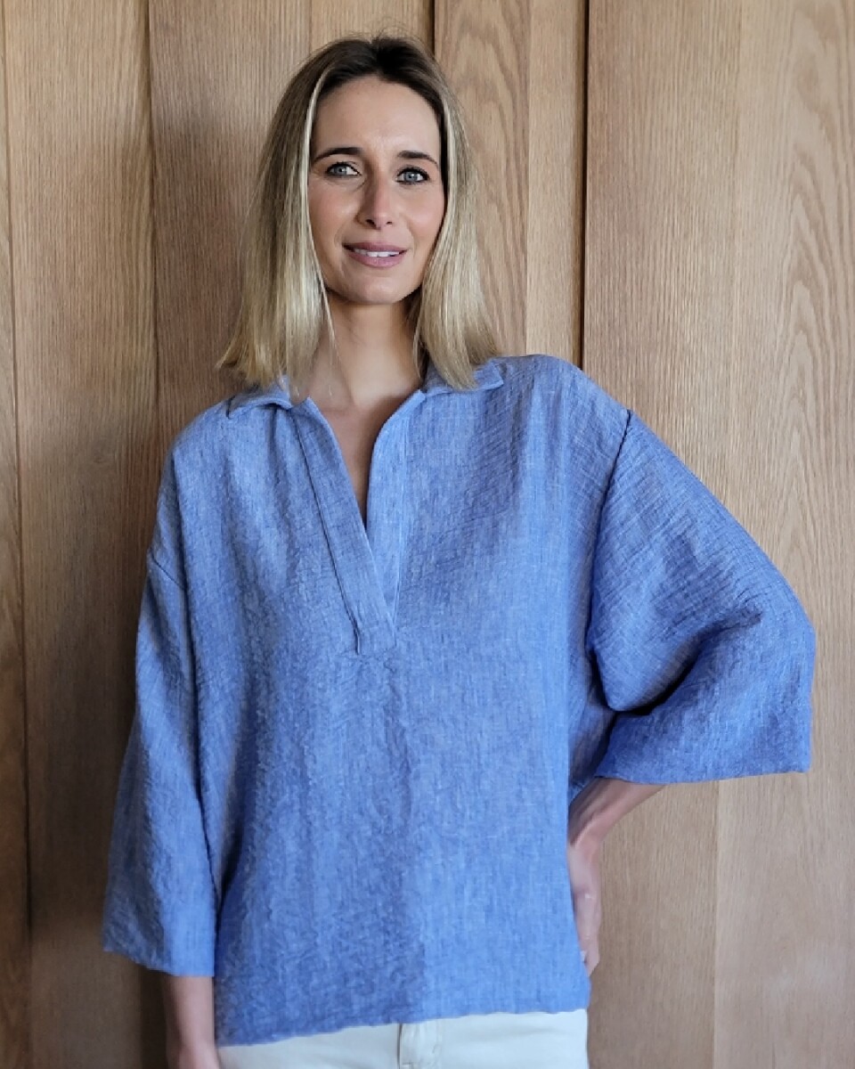 Bluson Ambar - Lino Azul Melange 