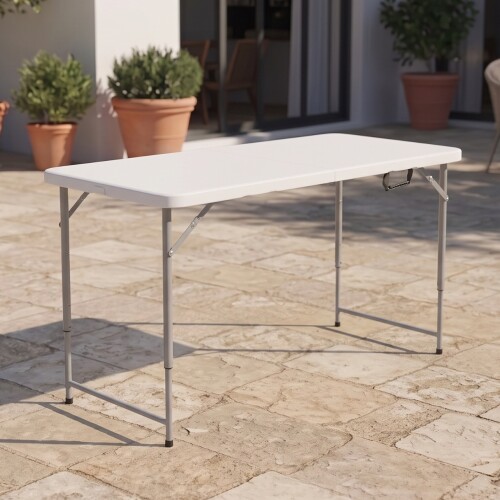 Mesa Plegable altura ajustable 120 cm Blanco Mesa Plegable altura ajustable 120 cm Blanco