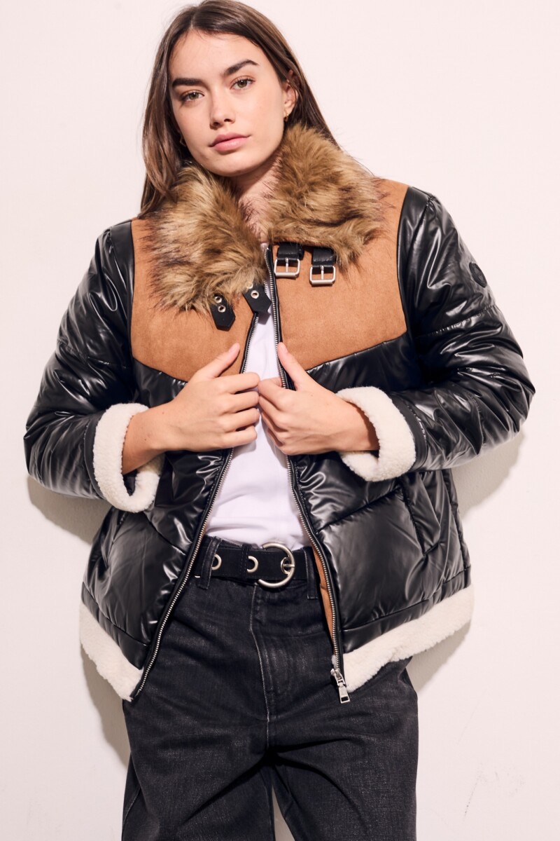 Campera Capitoneada Combinada - Negro 