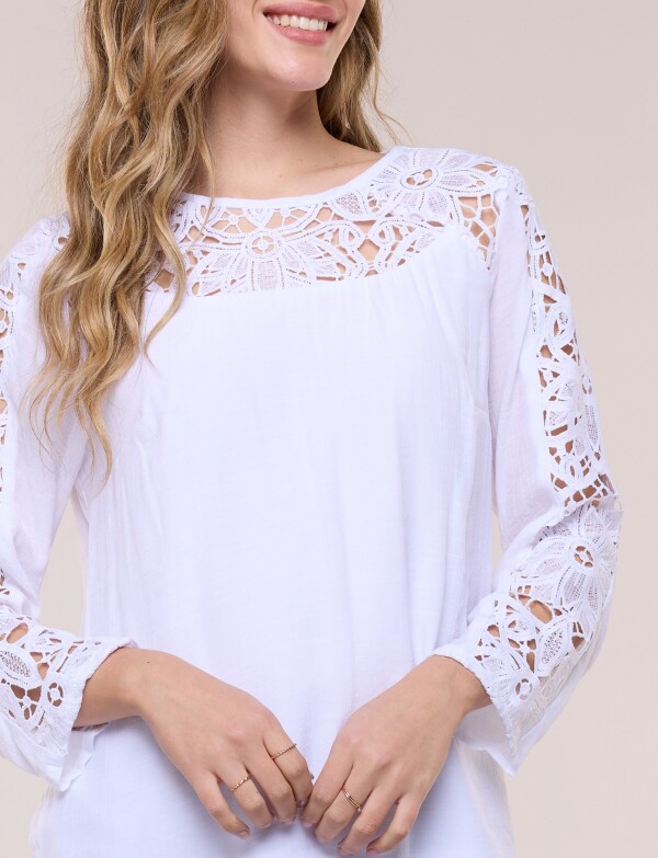 Blusa Encaje Calado BLANCO