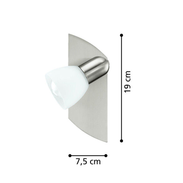 Aplique pared níquel E14 pantalla vidrio opal EG6176