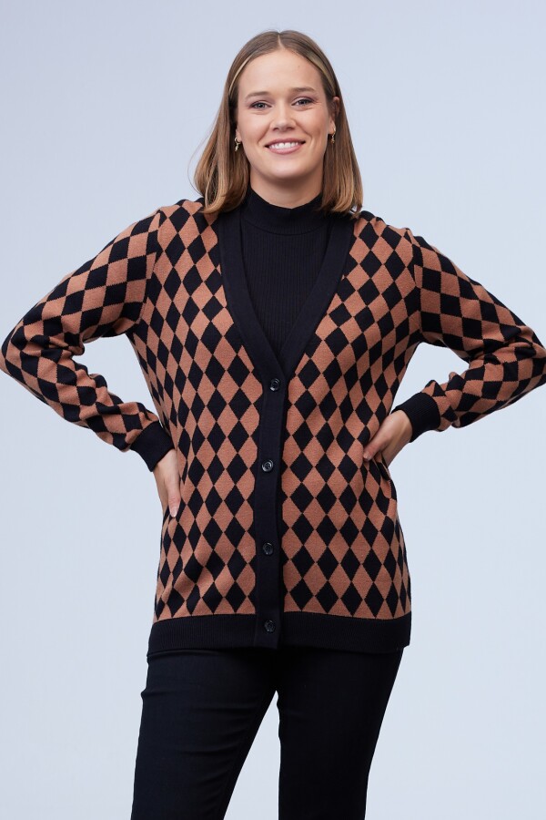 Cardigan Rombos NEGRO/TOSTADO