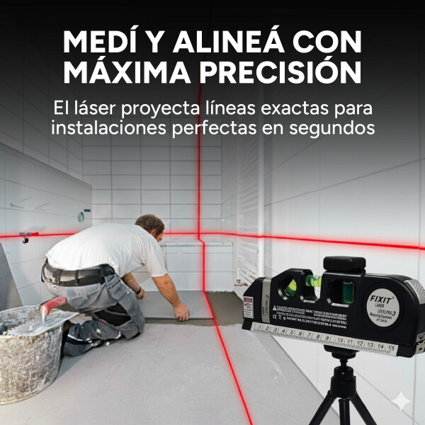 Nivelador Láser Infrarrojo Multifunción C/ Cinta Metrica Color Negro