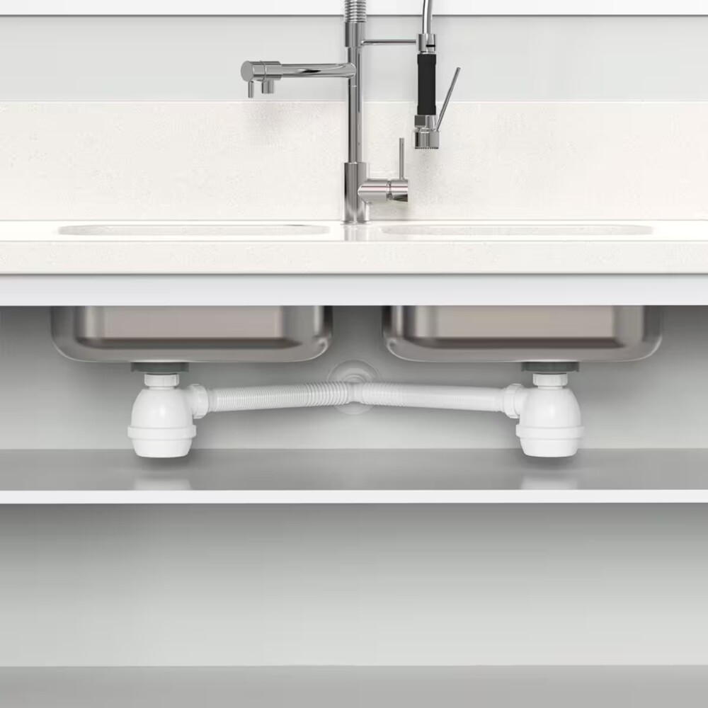 Sifón doble botella plástico universal Blukit blanco Sifón Doble Botella Plástico Universal Blukit Blanco