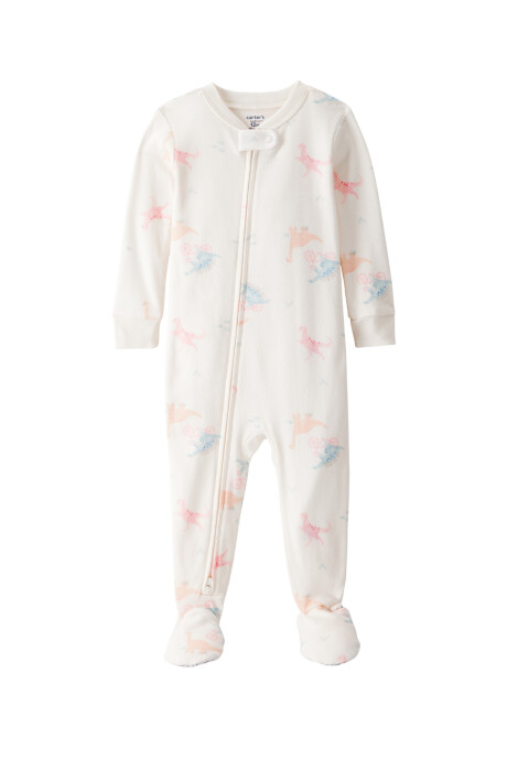 Pijama una pieza de algodón, con pie, diseño dinos Sin color