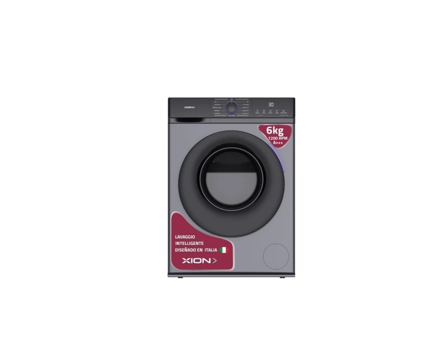 Lavarropas Xion 6K Carga Frontal Gris 