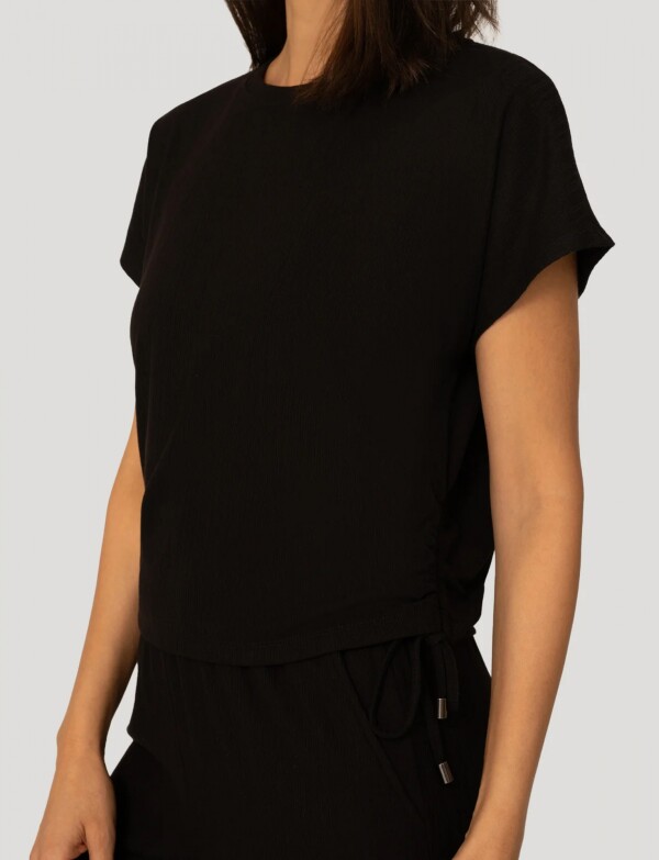 Conjunto Pantalon & Remera En Algodón Acanalado NEGRO