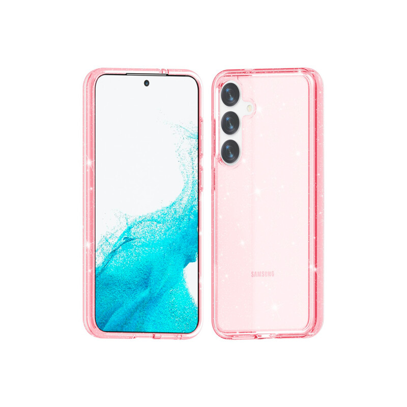 Protector Samsung Galaxy S24 Plus transparente rosa con brillos Protector Samsung Galaxy S24 Plus Transparente Rosa Con Brillos