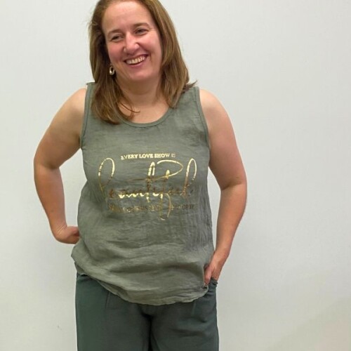 Musculosa de Lino Italiana Verde