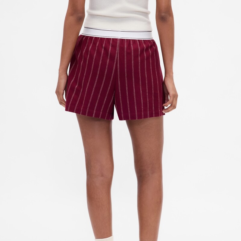 FLANNEL BOXER SHORT BURGUNDY STRIPE