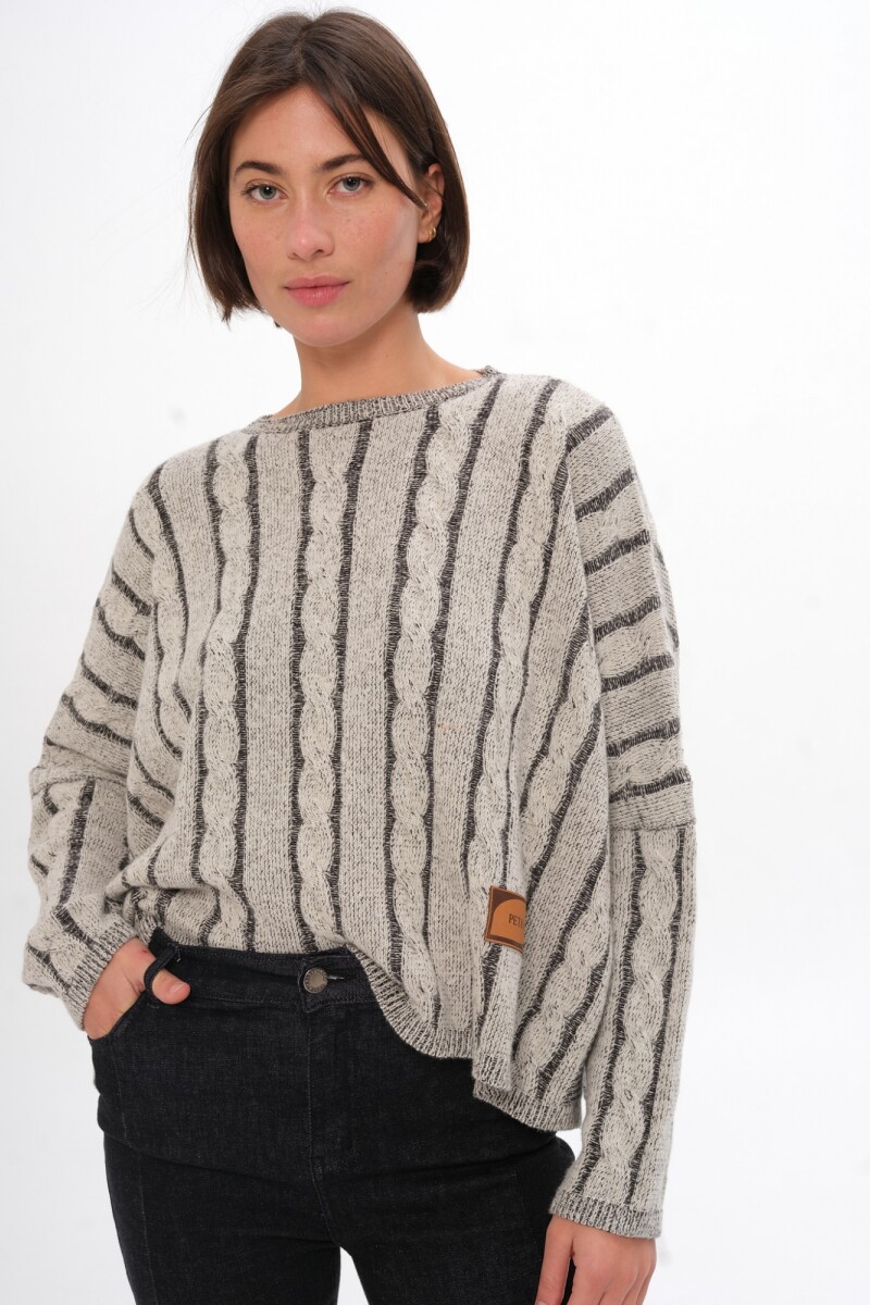 Sweater Oceano Crop Crudo/Negro