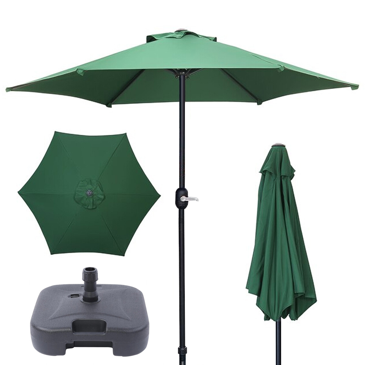 Combo Sombrilla Reforzada Verde + Base Rellenable Imback 