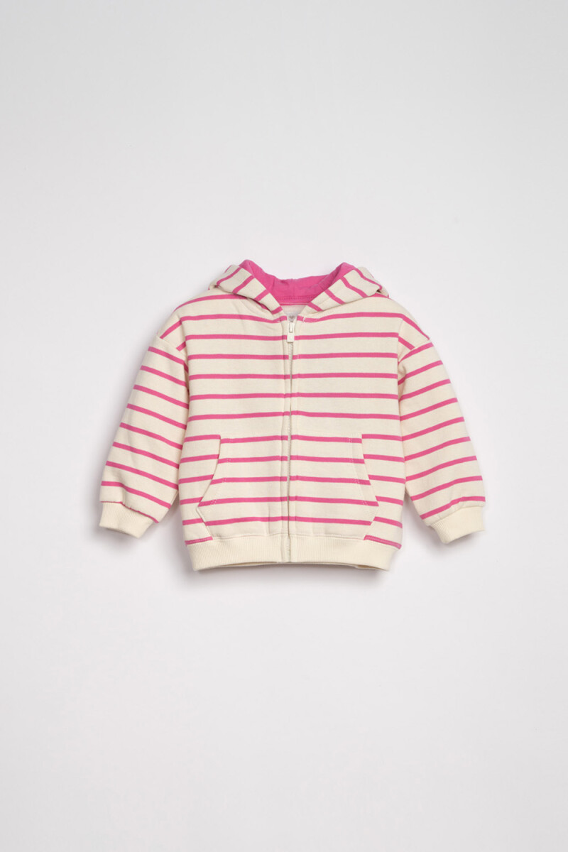 Campera Deportiva Estampa Rayas Fucsia