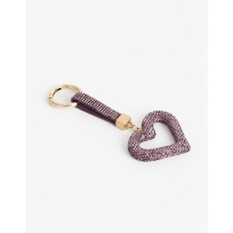 Llavero Y Bag Charm Corazón Strass Violeta Lila