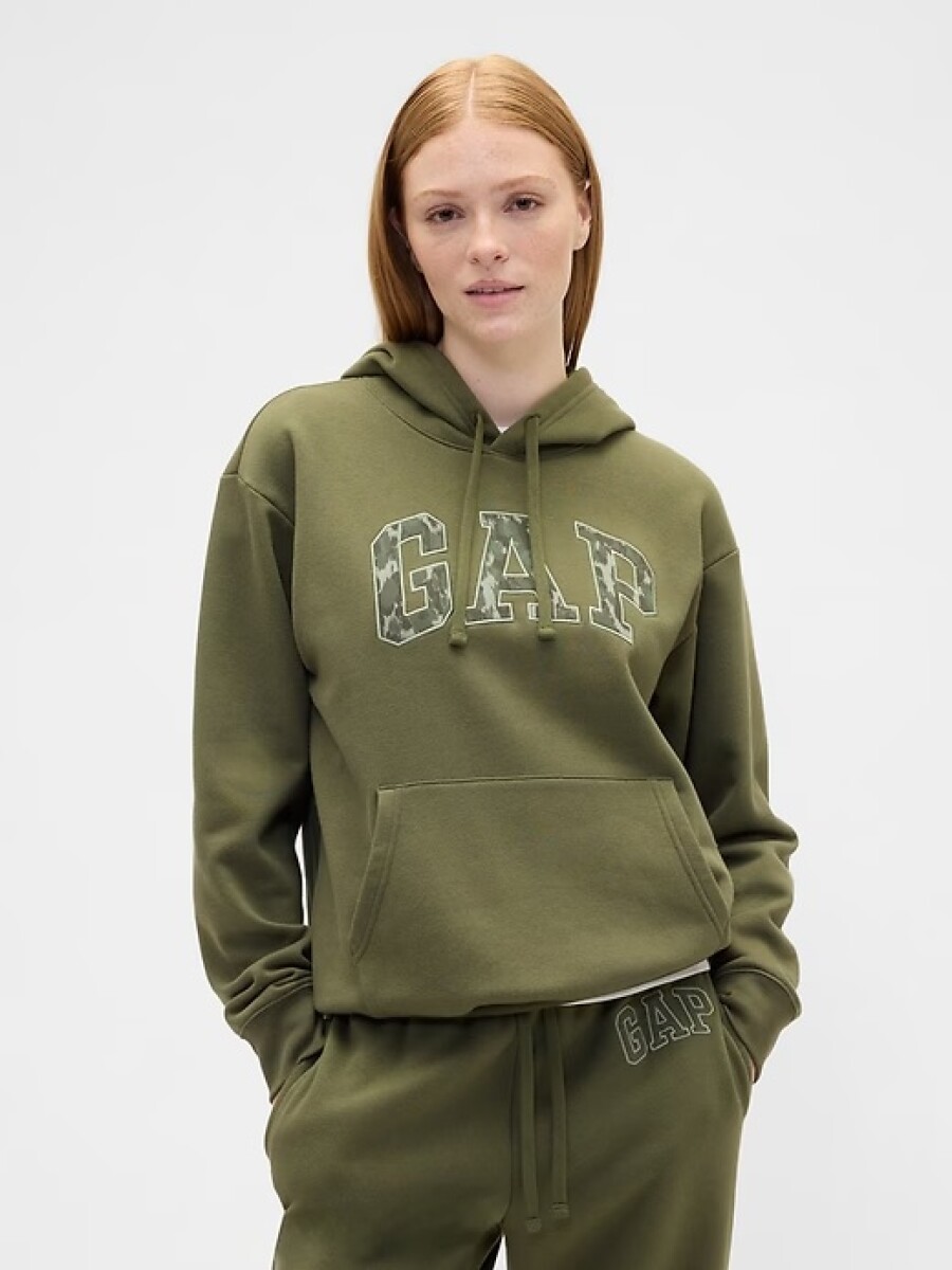 Buzo Canguro Logo Gap Mujer - New Army Green 
