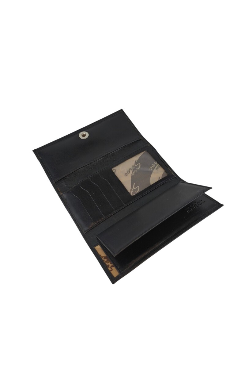 Elegante Billetera de Dama Trifold | Cuero Auténtico y Máxima Capacidad de Organización Negro