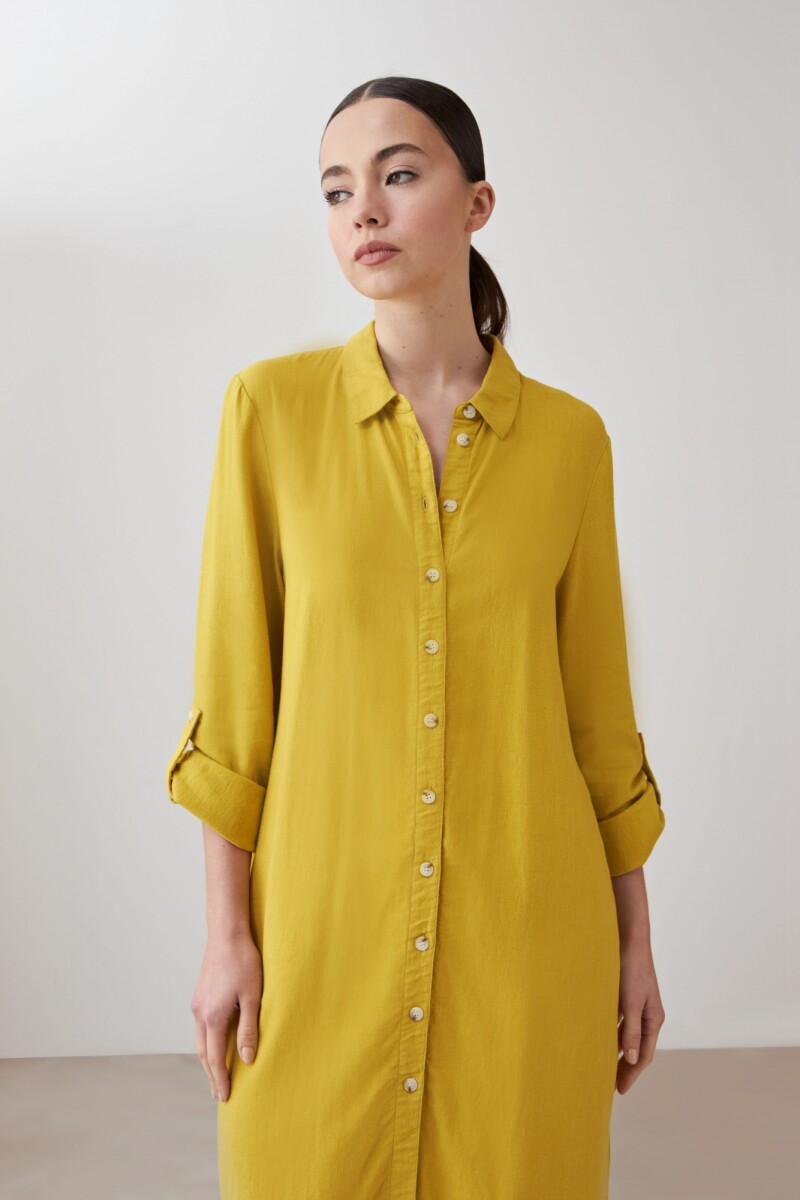 Vestido de lino camisero pistacho