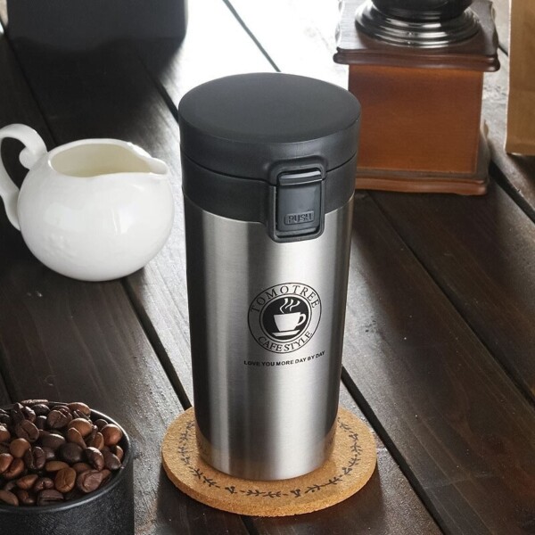 Pack X2 Vaso Taza Térmico Botella 380ml Abre Facil Cafe Te Color Variante Plateado