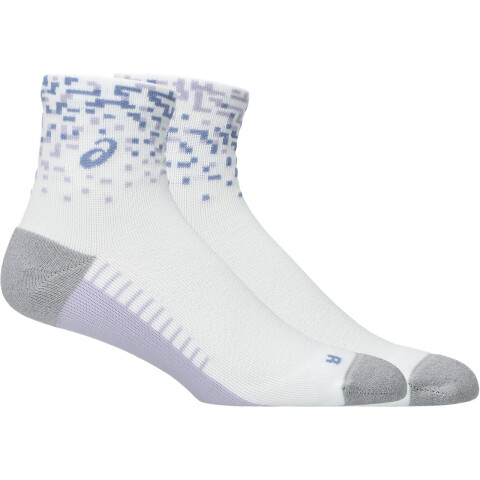 Medias Running Performance Run Sock Quarter Unisex Brilliant White/lilac Hint/bluebell