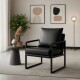 Sillón Poltrona Individual en Eco Cuero y metal Negro