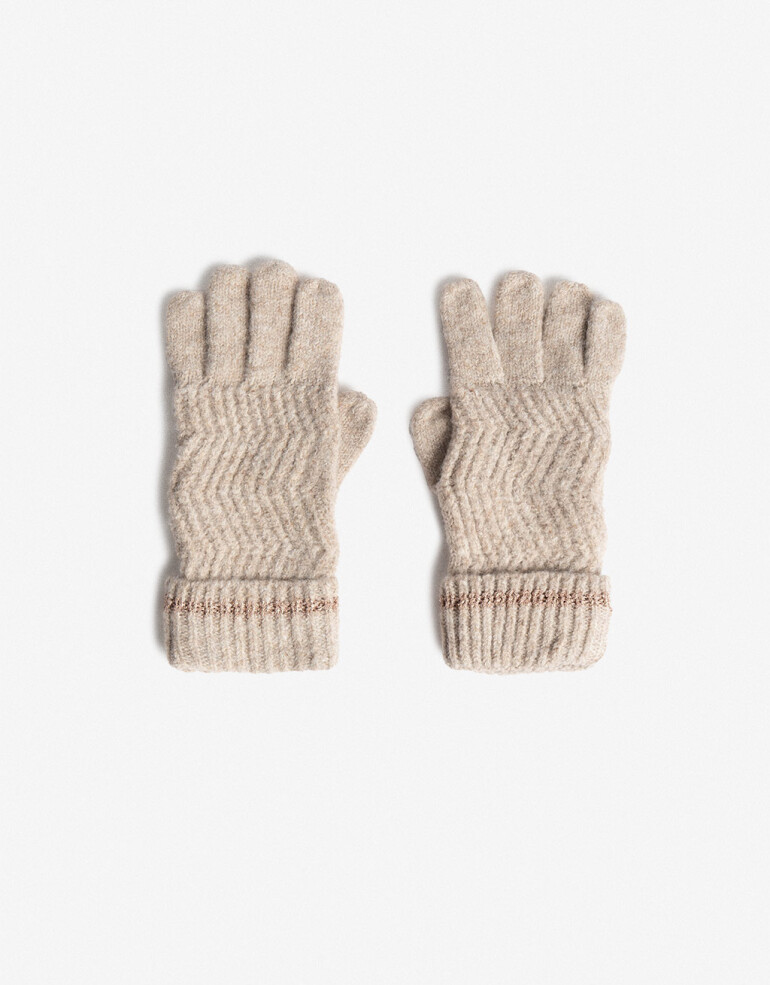Guantes Tejidos Par De Guantes Tejidos Con Detalle De Raya De Lurex - Combinacion Bicolor
