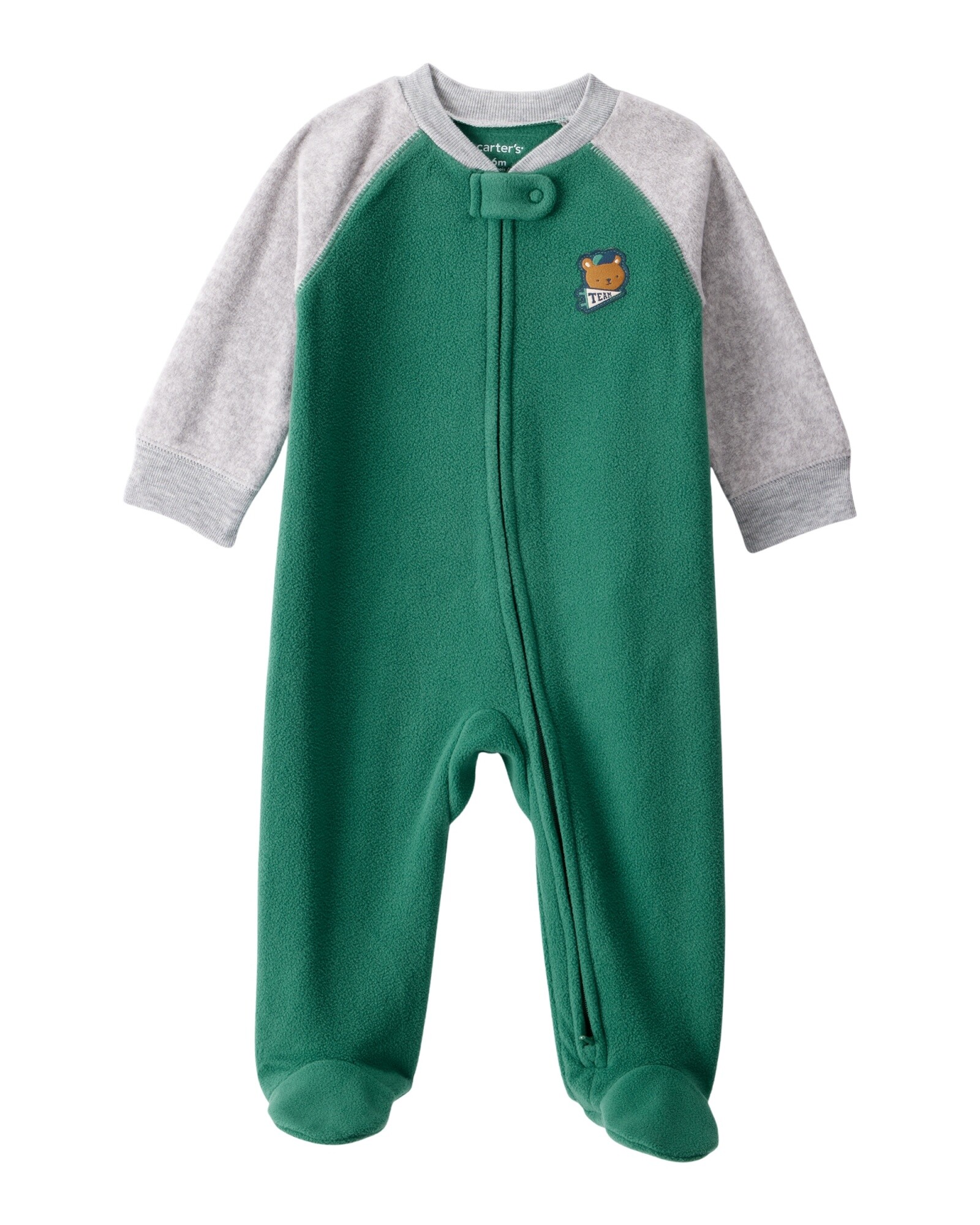 Pijama una pieza de micropolar, con pie, estampa oso Sin color