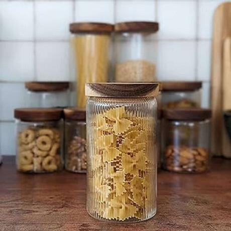 Frasco de vidrio con tapa de madera - Mediano 9x20cm Sc