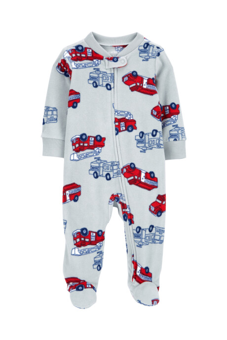 Pijama una pieza de micropolar, con pie, diseño bomberos Sin color