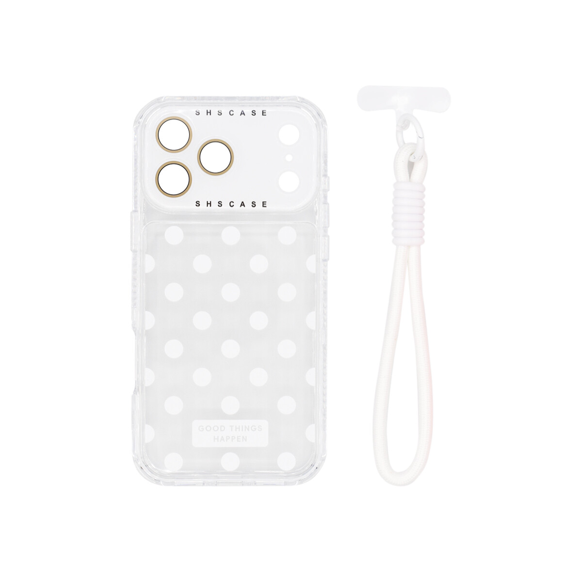 Protector para iPhone 17 Pro Max diseño lunares color blanco 