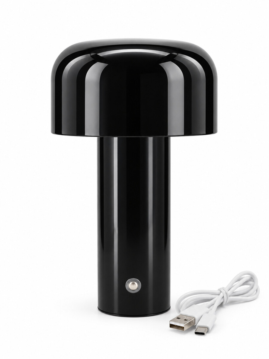 LAMPARA DE MESA TIPO HONGO - NEGRO (V) 