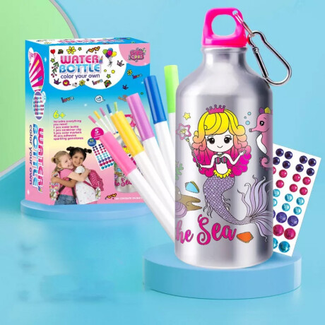 Set de botella de acero 500 ml para colorear Sirenas